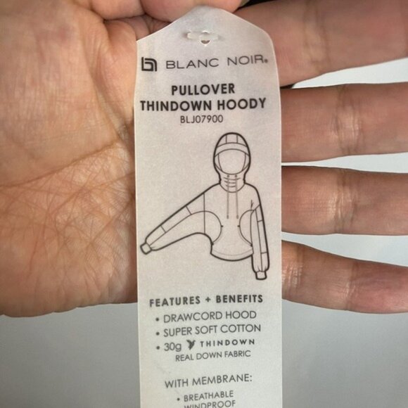 Blanc Noir Pullover Thin Down Hoody Women’s Size S Black NWT - Picture 9 of 12